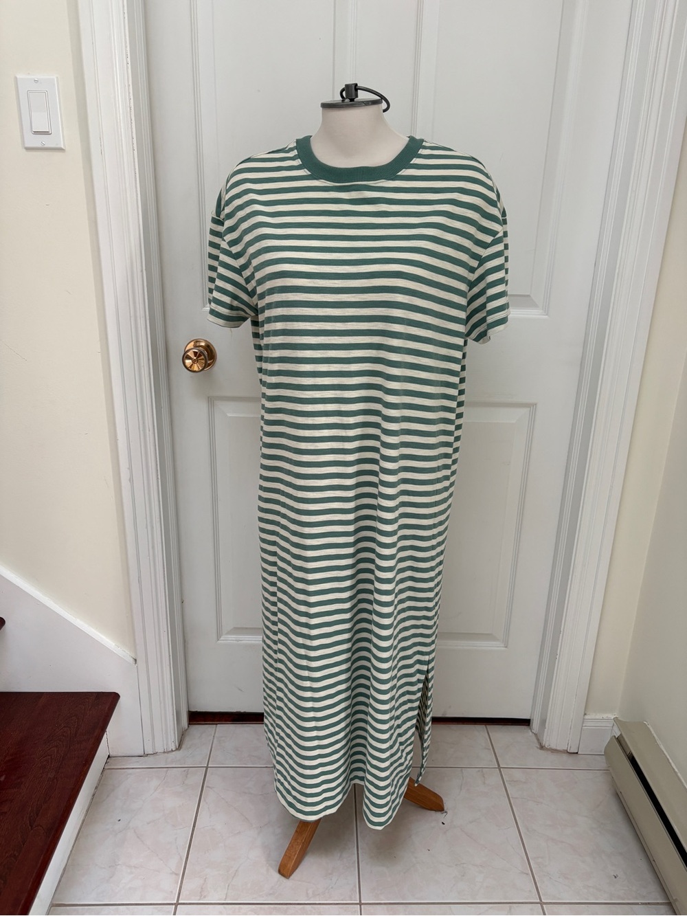 George Green and White Striped Midi Dress ladies large
